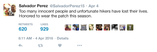Illustration for article titled Beautiful: The Kansas City Royals Are Wearing A Uniform Patch All Season Honoring Anyone Who Died In Mudslides Or Terrorist Attacks